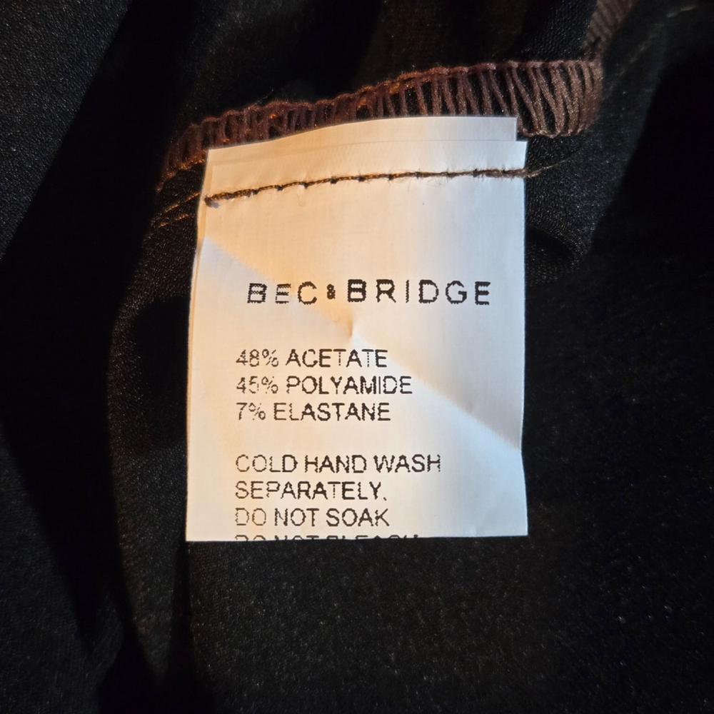 Bec + Bridge Heather Satin Midi Dress Brown Open Back Cocktail Wedding US 10 NWT - Picture 5 of 11